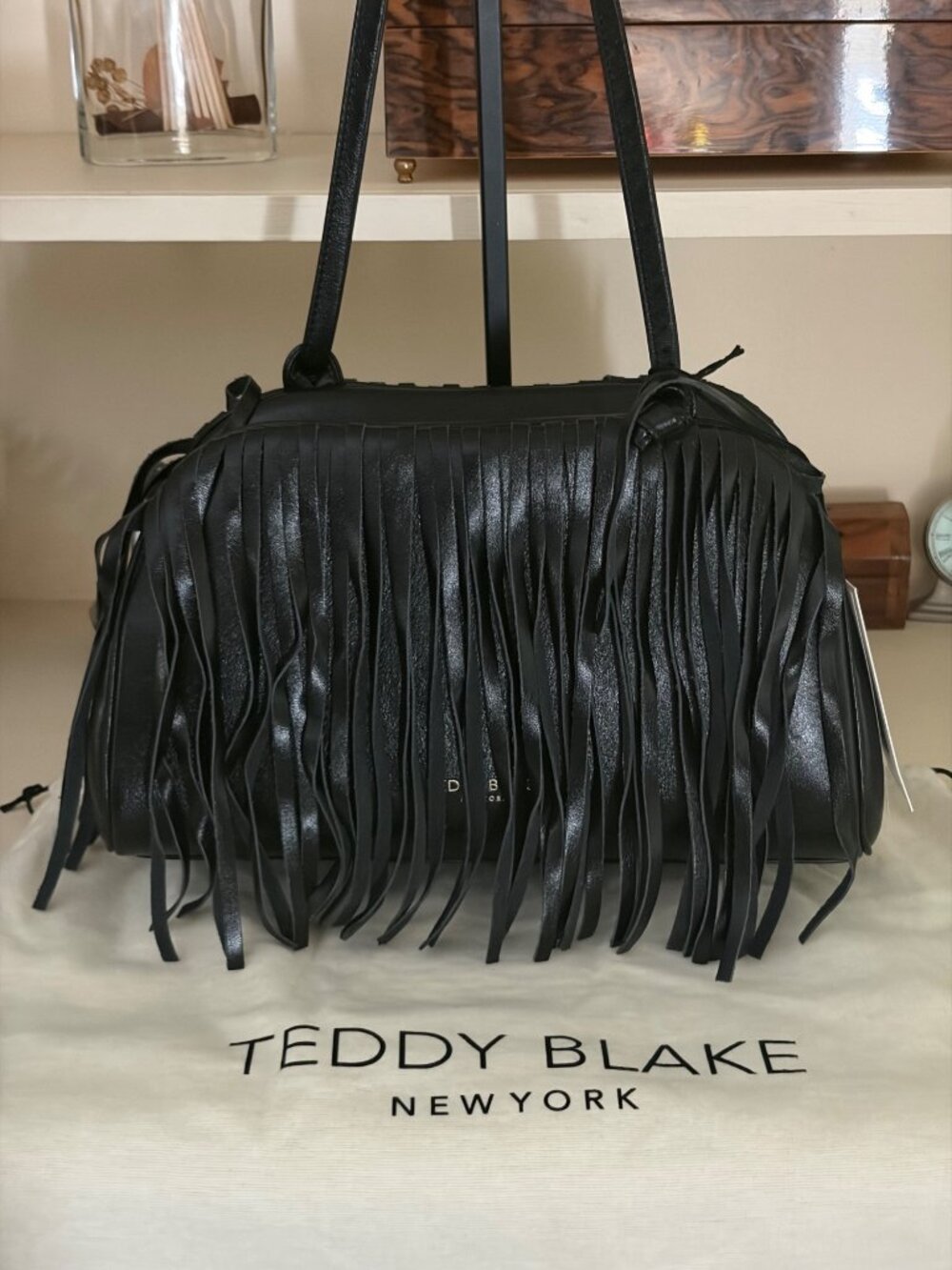 TEDDY BLAKE New York Aria Shoulder Fringe Black Handbag
